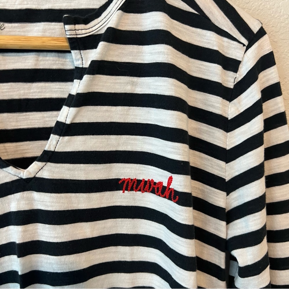 Madewell Striped Mwah Long Sleeve Tee M - Picture 3 of 5